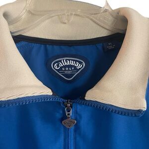 Callaway Golf Quarter Zip Pullover Windbreaker Jacket Blue ‎ Tan XL